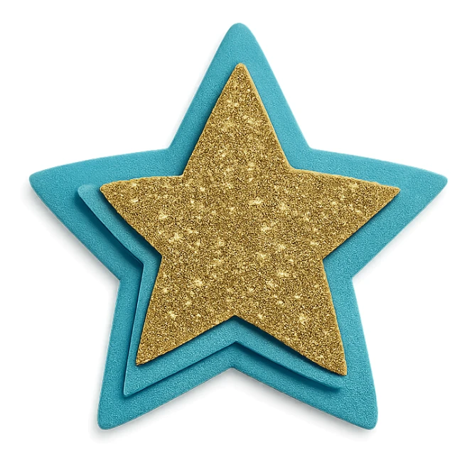 glitter in layered shiny paper craft style sticker