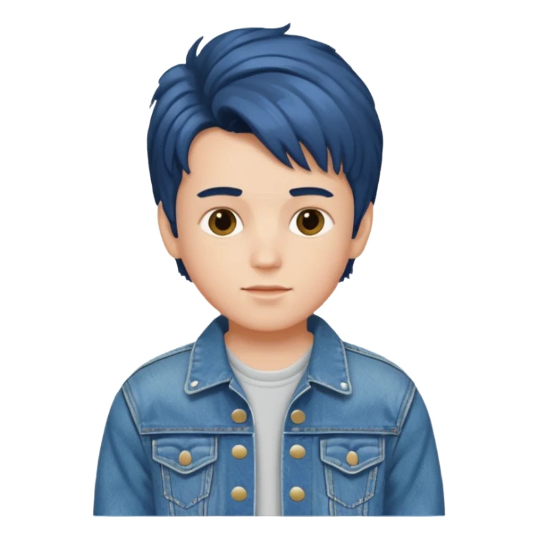 boy with 80s hairstyle and wears fancy denim jacket sticker