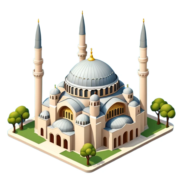 Isometric illustration of Istanbul, featuring photorealistic Hagia Sophia sticker