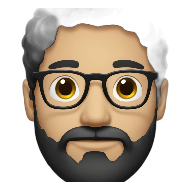 Brunette guy with beard; glasses; black hair sticker