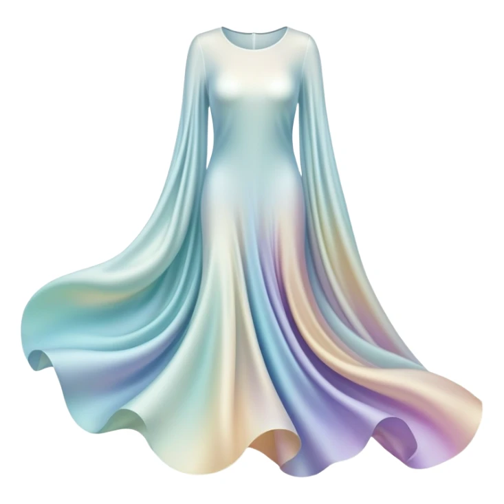 Elegant ethereal fabric-like flowing forms creating abstract clothing shape, personal style definition symbol, soft glowing essence sticker
