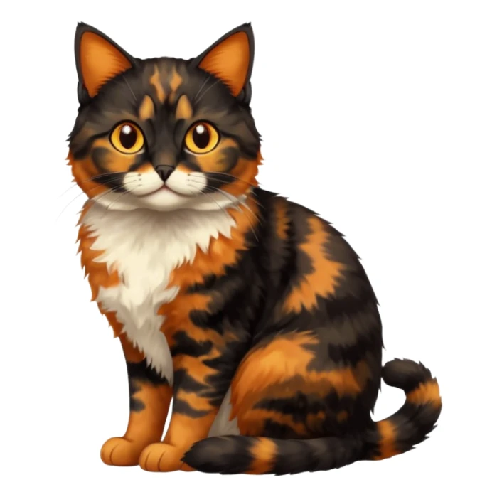 black and orange cat. tortie. amber eyes. full body.  sticker
