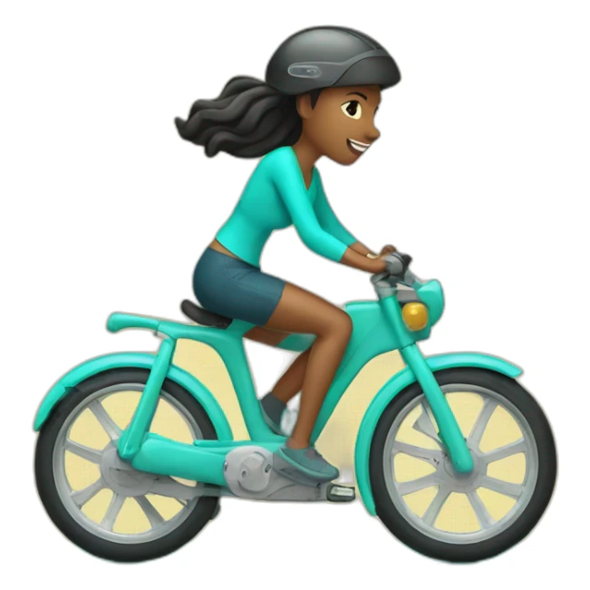 woman riding bright turqoise bike sticker
