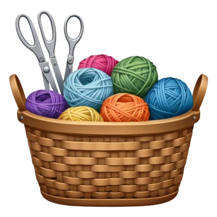 A tidy basket with neatly arranged skeins and scissors. sticker