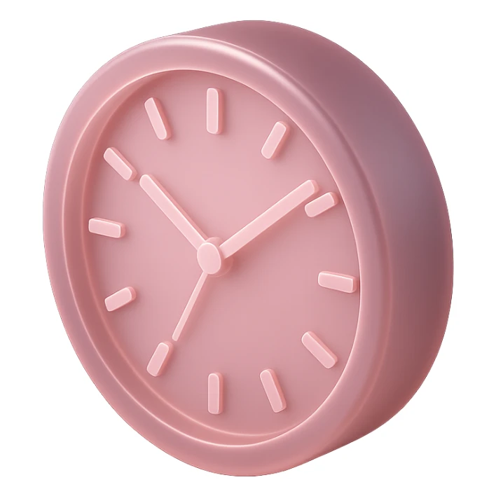 aesthetic pink clock with translucent effect, modern style sticker