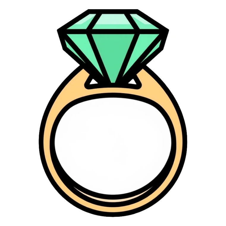 Elegant diamond ring with gold band and emerald-shaped diamond gemstone sticker
