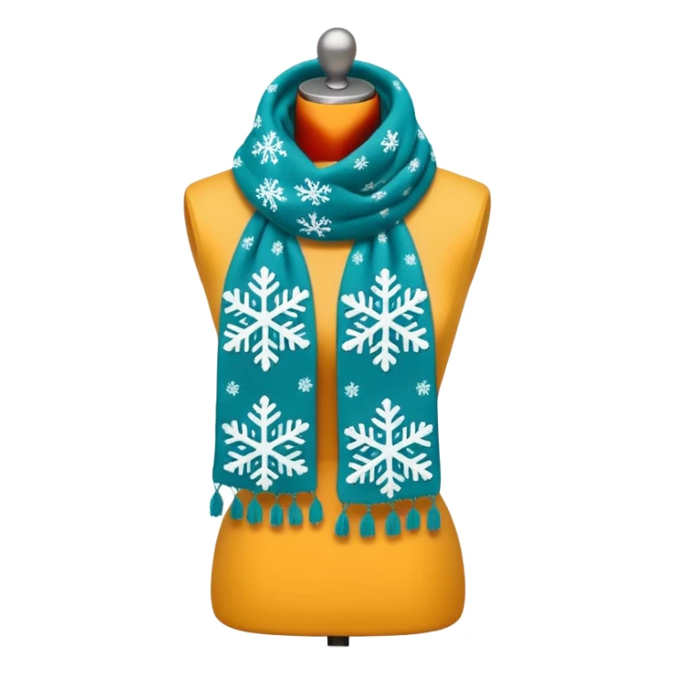 Realistic teal and white snowflake winter scarf isolated. sticker