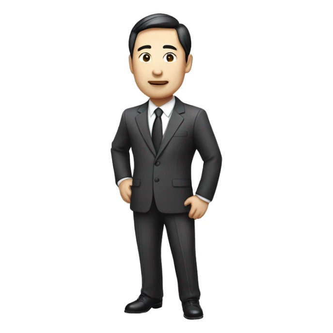 rich chinese man with narrow eyes full length in suit sticker