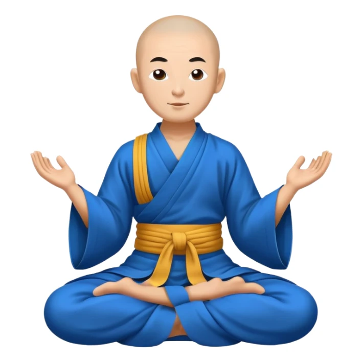 Tibetan monk floating in lotus pose in a blue kimono sticker