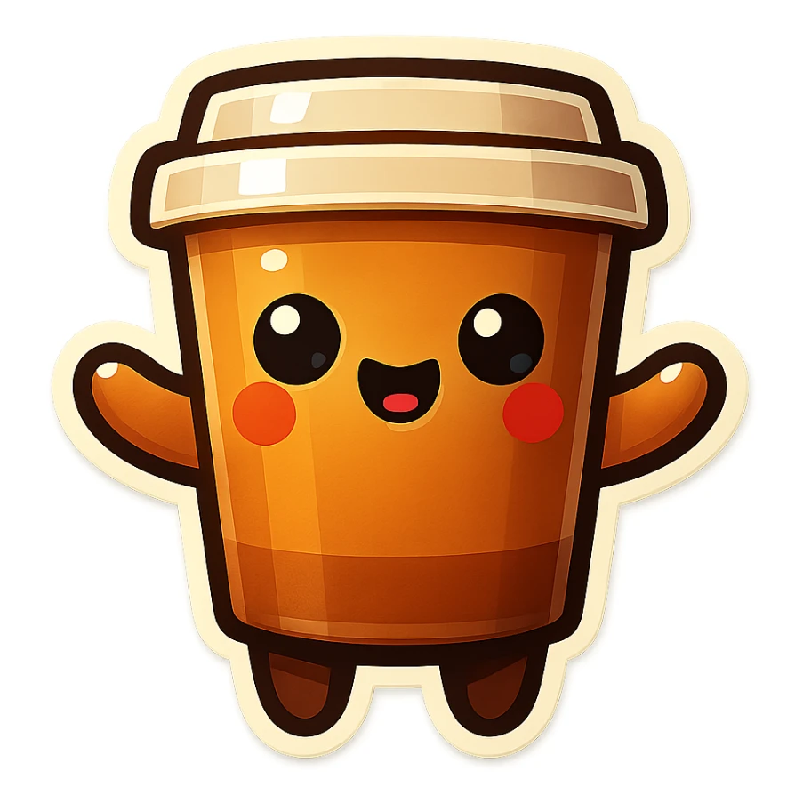 Tall coffee cup, vompassion, offerring a hug sticker