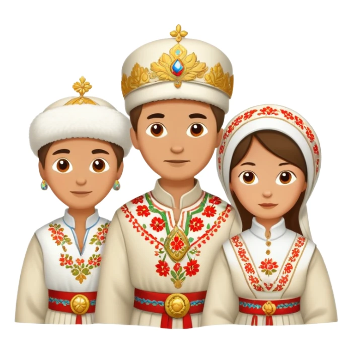 Three Russian people in traditional clothing as a group sticker