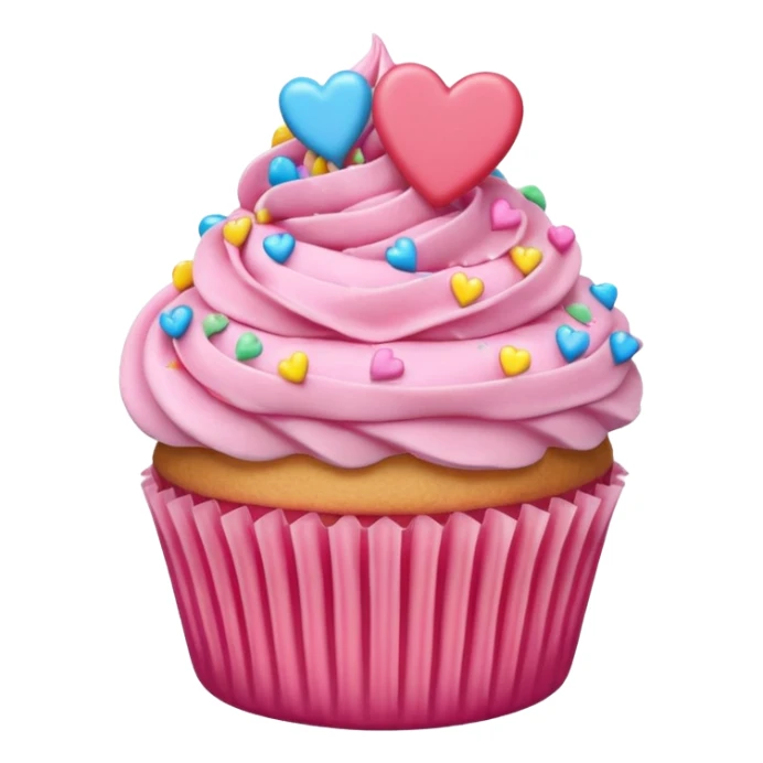 pink and rainbow cupcakes, pink hearts sticker