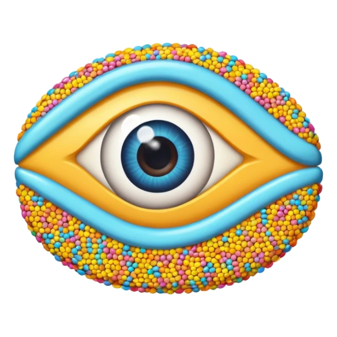 A wrapped candy that looks like an eye with sprinkles  sticker