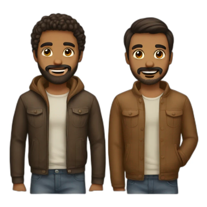 Gay love brown guy with beard and brown guy with mustache sticker