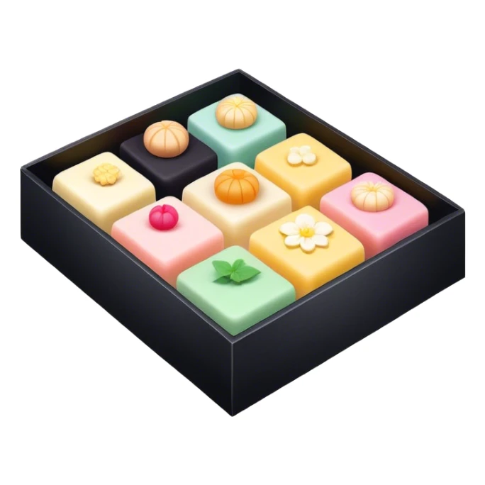 Black box of wagashi with dividers sticker