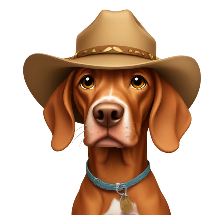 Vizsla dog in cowboy hat sticker