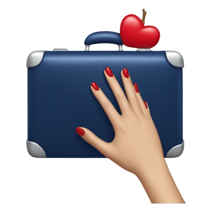 
female hand with red manicure holding a dark blue case sticker