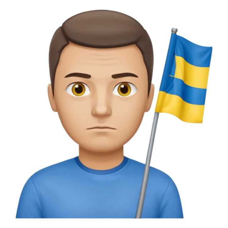 a Ukrainian man with the flag of Ukraine sticker