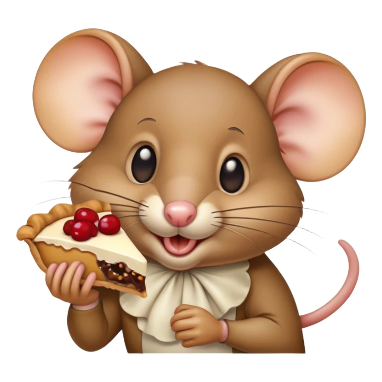 Kind male mouse eating a piece of pie sticker