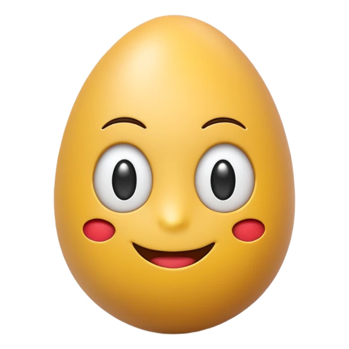 3D emoji egg, Apple style, isolated on soft pastel background, high-resolution, minimalistic, plastic texture, soft lighting, realistic shadows, style similar to iOS emoji, front-facing, centered sticker