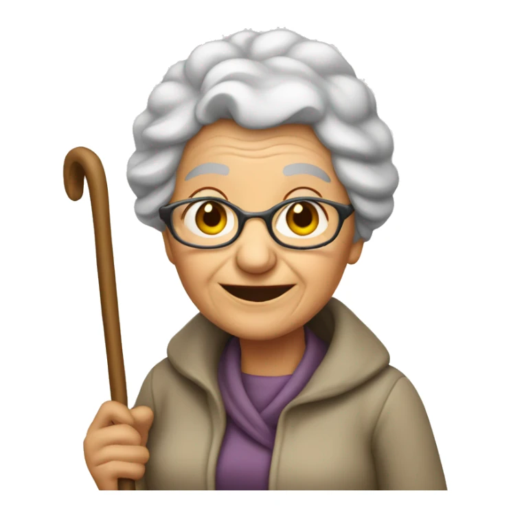 old woman with cane sticker