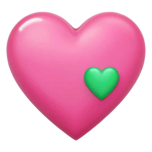 Pink heart with smaller green heart sticker