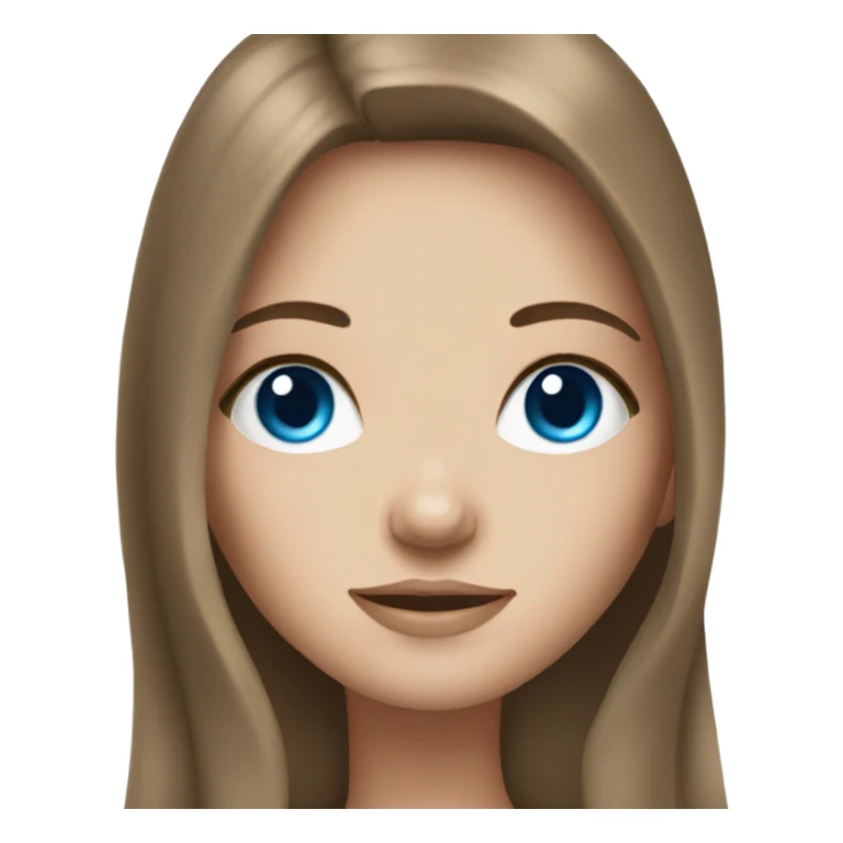 White girl with long brown hair and blue eyes sticker