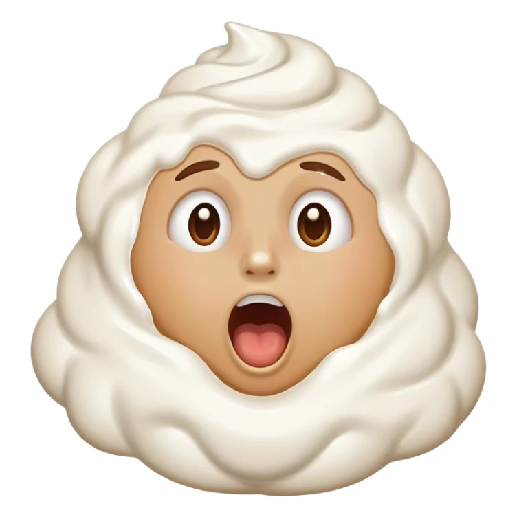 face with whipped cream on cheeks and nose, mouth open in surprise sticker