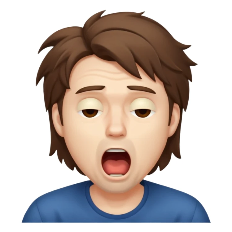 Weak man with disheveled hair yawning sticker