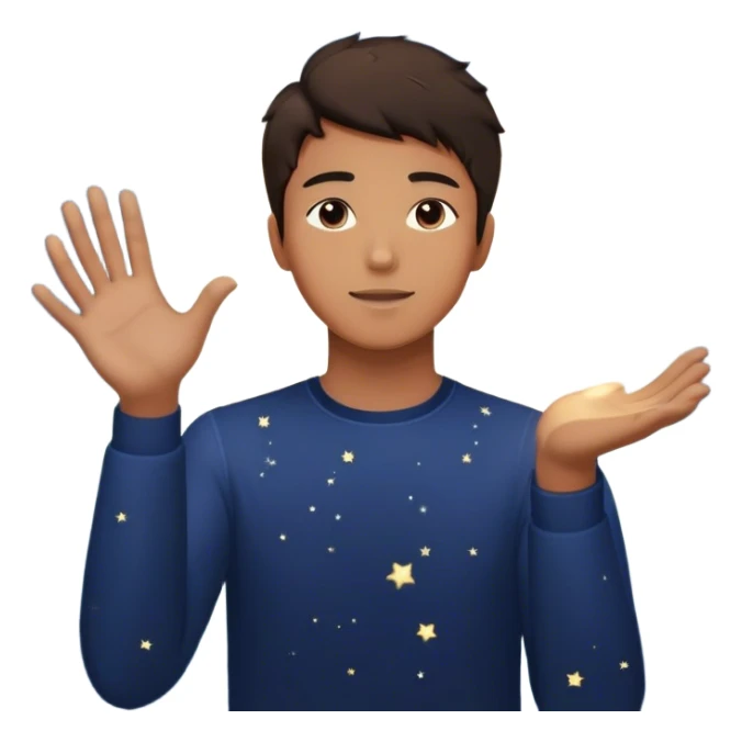 A young man stands in a vast, starry universe, surrounded by floating particles of light. Each particle represents a choice, a moment, a memory—his personal universe. He reaches out, touching one, knowing that everything he does stays in this space forever. universe around him sticker