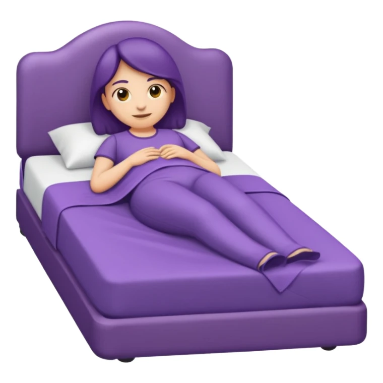 emoji de cama de valoracion de fisioterapia color morado  sticker