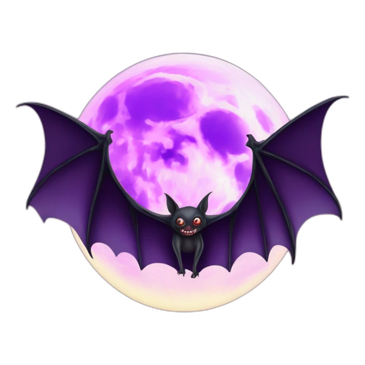 purple dripping vampire bat wings flying in front of large realistic color full moon sticker