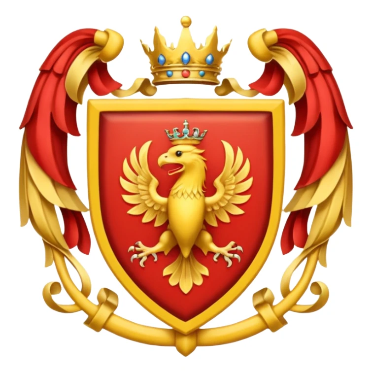 Yellow and red coat of arms sticker