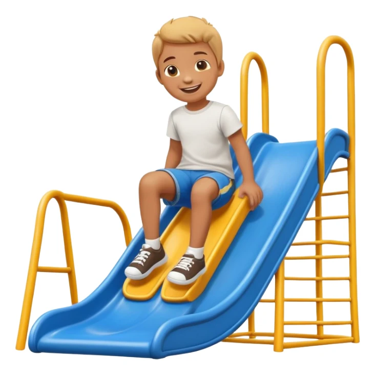 child sliding down a playground slide, cheerful and playful sticker