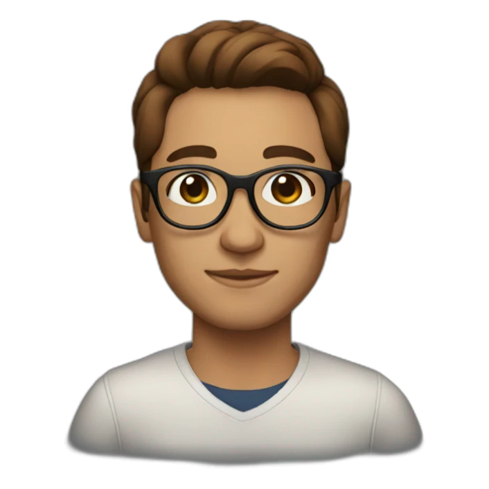 designer with round glasses, brown hair and a side parting sticker
