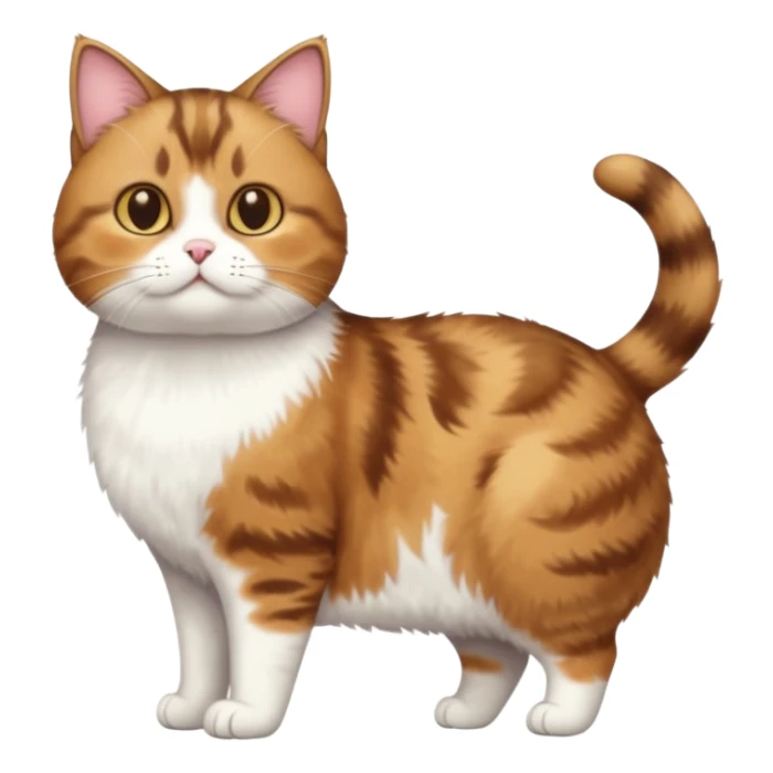 full body torbie and white cat with small head and short but chubby body sticker