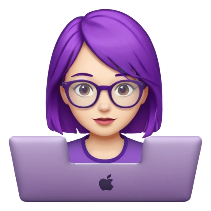 Mädchen mit lila Haaren und Computer und Brille sticker