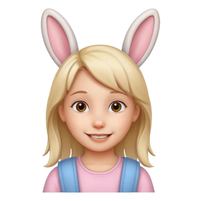 kid girl with bunny ears sticker