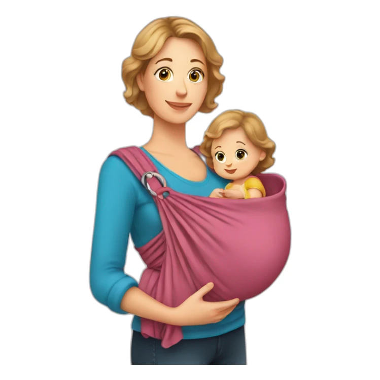 European Babywearing mom with baby and ring sling sticker