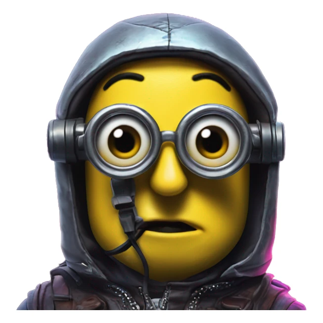 Synthwave minion in Dalarna style, oil paint, black eyes, intricate lips, masterpiece portrait, beautiful, desirable, logical sticker