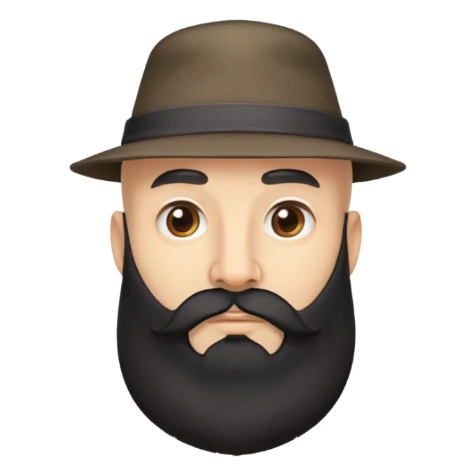 Medium skin bald man with long black beard and hat sticker