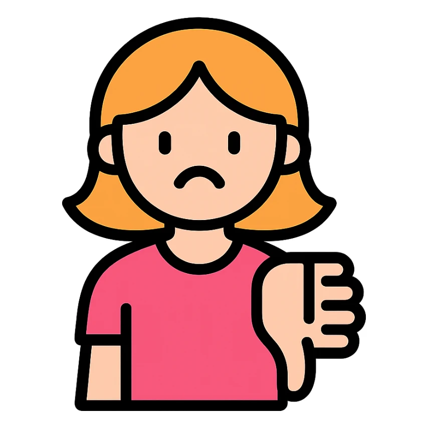 colored icon of a girl showing thumbs down sticker