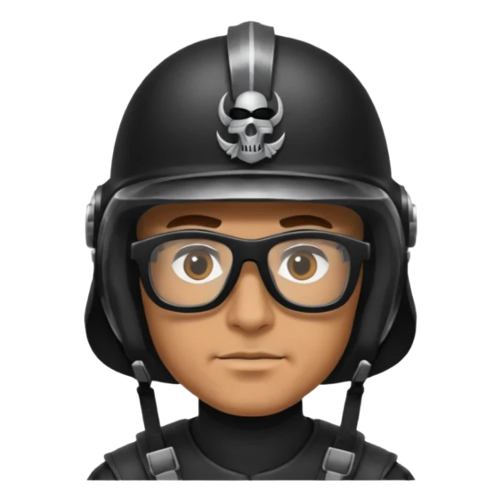 man wearing bake raider helmet and glasses sticker