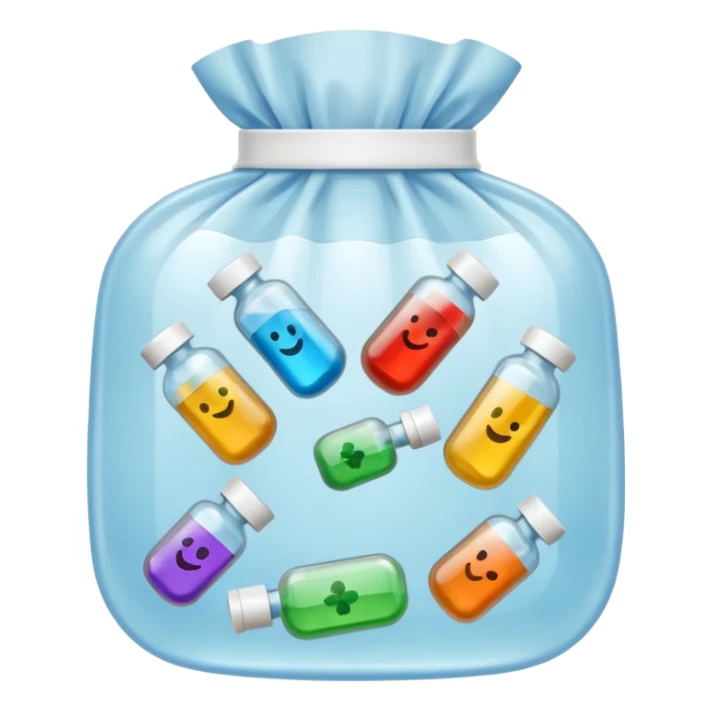 pochons transparents avec des médicaments dedans qui sourient et rigolent sticker