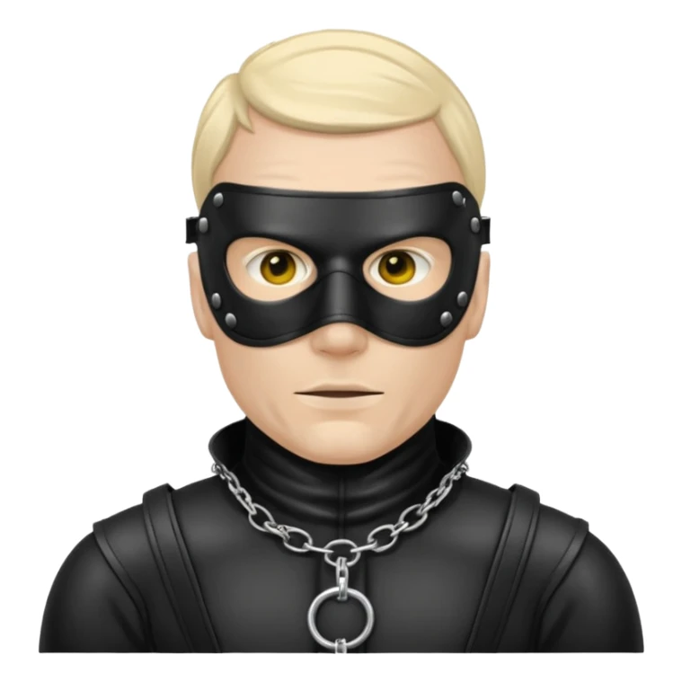 bdsm slave black leather fullhead mask, no metallic details on a white man, no gold, no metal, no yellow sticker