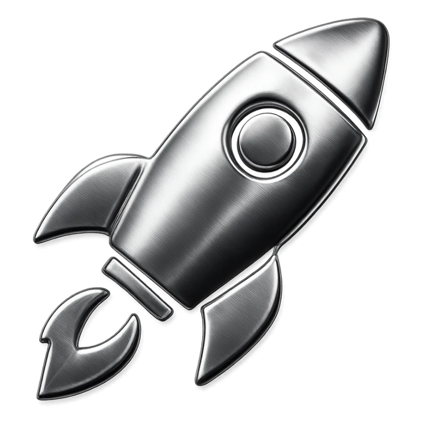 chrome style icon of a rocket ship sticker