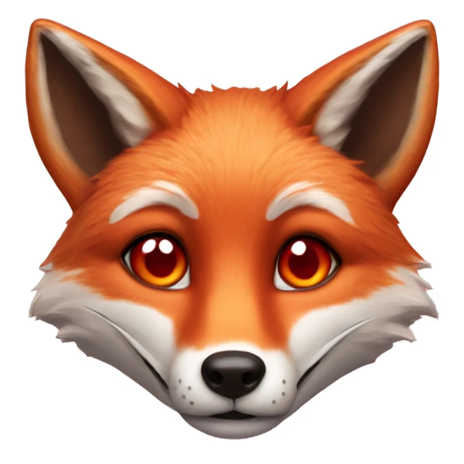 "deep lush red fox face" with heart shaped eyes sticker