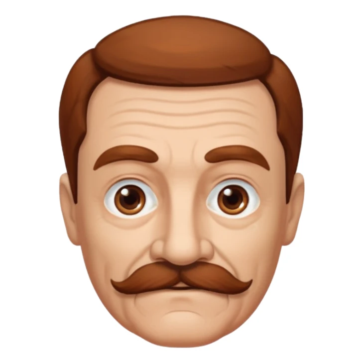 An elderly man with neatly styled reddish-brown hair, thick eyebrows, brown eyes, and a white mustache. sticker