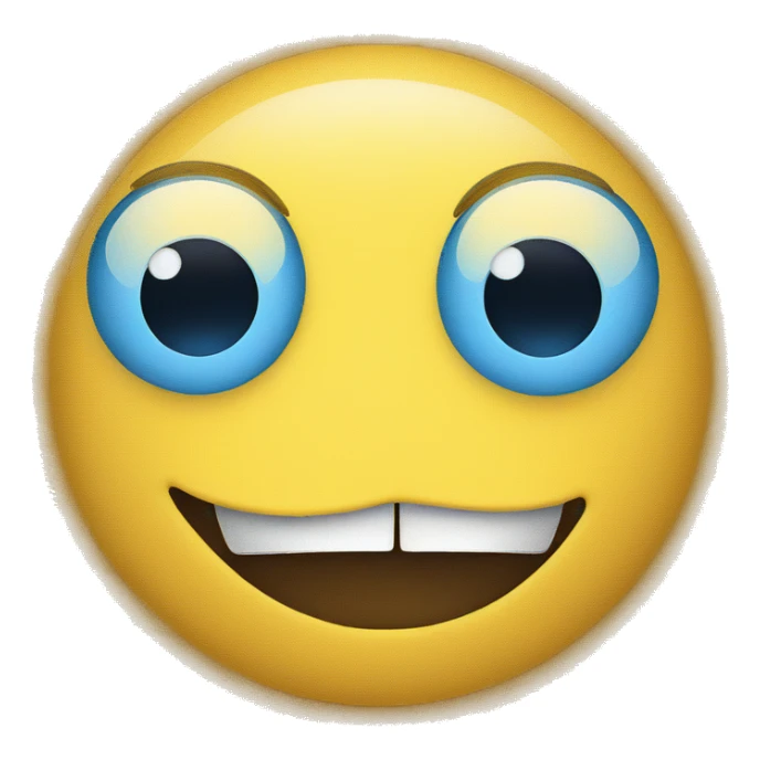 yellow circle with a mouth and blue hearts as eyes sticker