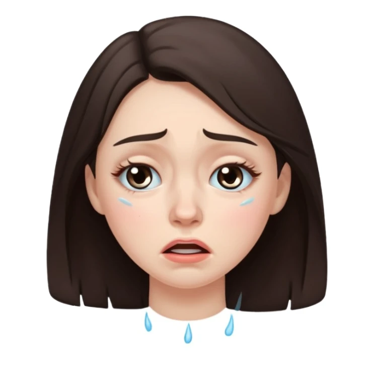 crying brunette woman sticker